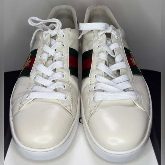 Gucci Men’s Ace White Leather Bee Embroidered Sneakers - Picture 11 of 11